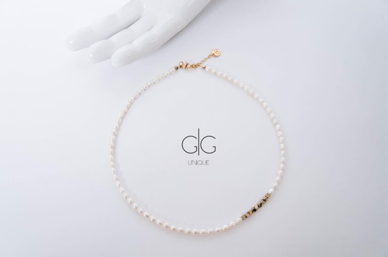 Pearl necklace with golden hematite detail - GG Unique