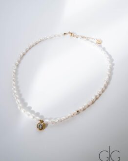 Pearl necklace with zircon pendant - GG Unique