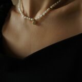 Pearl necklace with zircon pendant - GG Unique