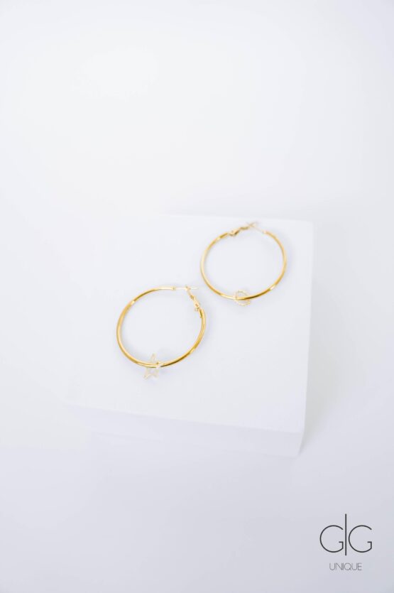 Big gold plated hoops with removable pendants - GG Unique