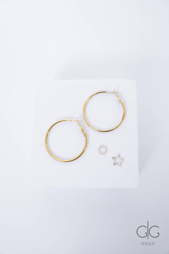 Big gold plated hoops with removable pendants - GG Unique