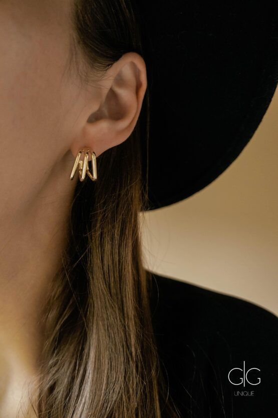 Triple gold plated square hoop earrings - GG Unique
