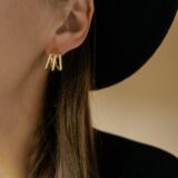 Triple gold plated square hoop earrings - GG Unique