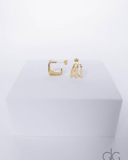Triple gold plated square hoop earrings - GG Unique