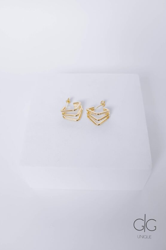 Triple gold plated square hoop earrings - GG Unique