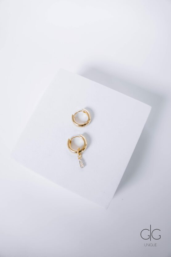 Gold plated hoop earrings with removable zircon pendant - GG Unique