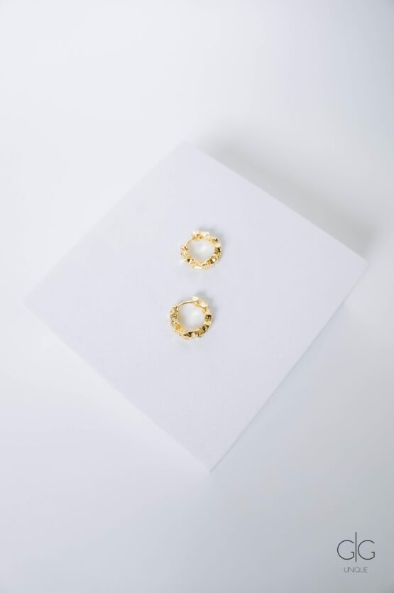 Irregular shape gold plated small hoops - GG Unique