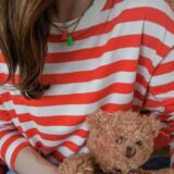 Teddy bear necklace with gold hematite stones