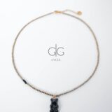 Teddy bear necklace with gold hematite stones