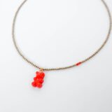 Teddy bear necklace with gold hematite stones