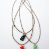 Teddy bear necklace with gold hematite stones