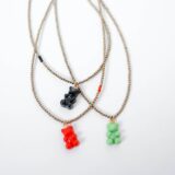 Teddy bear necklace with gold hematite stones