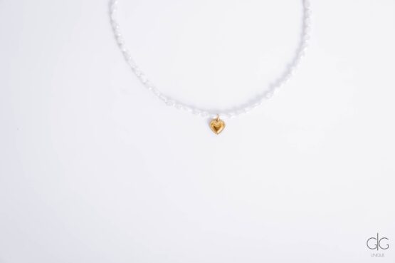 Pearl necklace with a heart pendant in gold - GG Unique