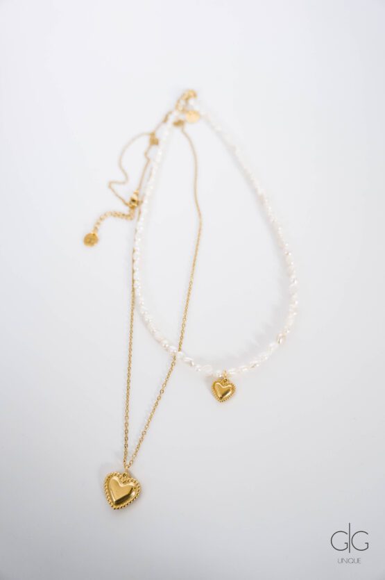 Long necklace chain with a heart pendant - GG UNIQUE