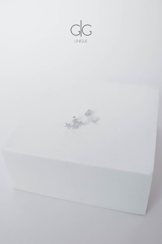 Minimal cube and star earrings in silver - GG UNIQUE