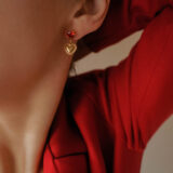 Mini heart and red zircon earrings - GG UNIQUE