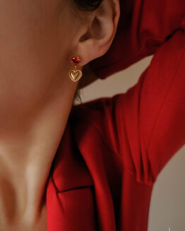 Mini heart and red zircon earrings - GG UNIQUE