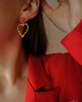 Big heart and red zircon earrings - GG UNIQUE