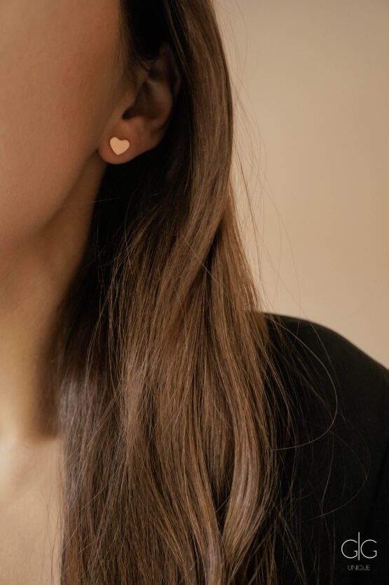 Minimal heart earrings in rose gold - GG UNIQUE