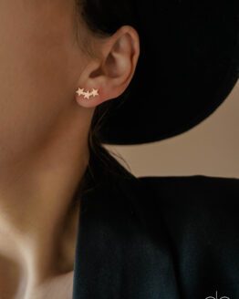 Minimal cube and star earrings in rose gold - GG UNIQUE