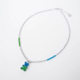 Exclusive blue/green teddy bear necklace - GG Unique