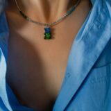 Exclusive blue/green teddy bear necklace - GG Unique