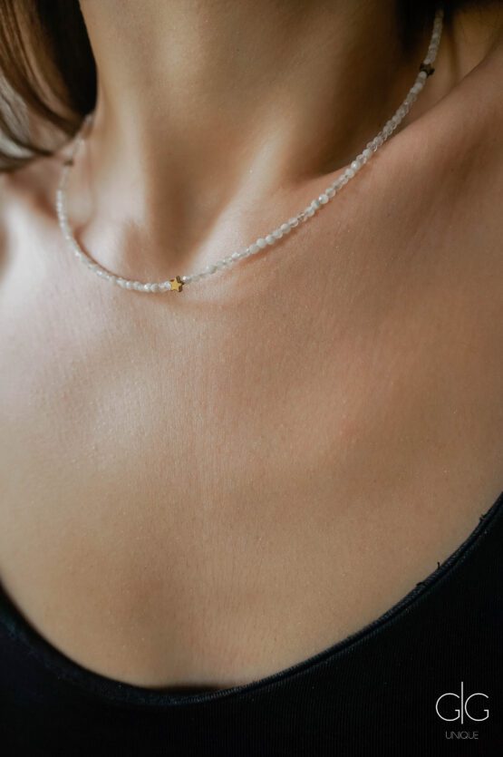 Moonstone gold stars necklace - GG Unique