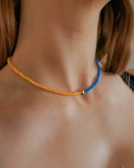 Blue yellow support Ukraine necklace - GG unique