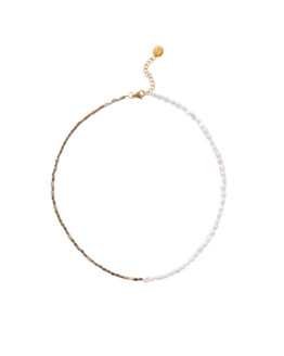 Half pearl half hematite necklace - GG Unique