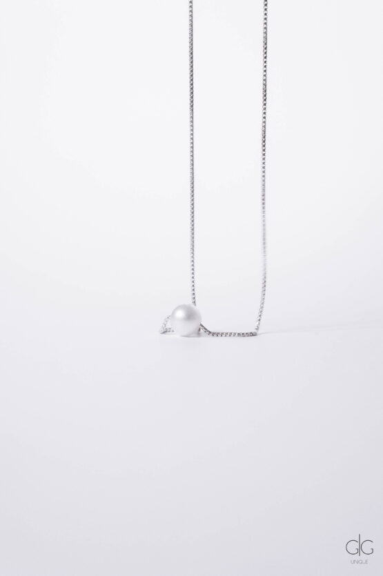 Minimal silver necklace with pearl - GG Unique