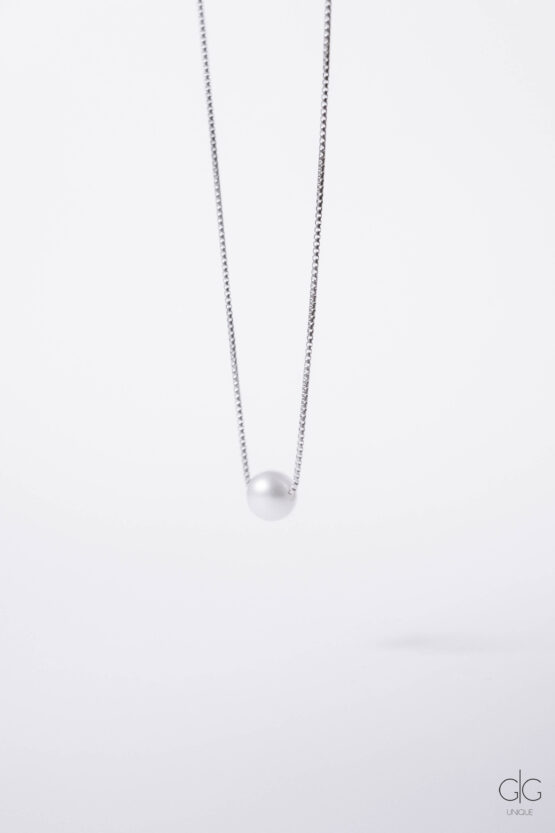 Minimal silver necklace with pearl - GG Unique