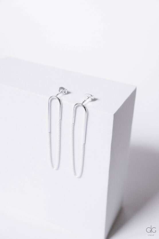 Minimal silver long earrings - GG Unique