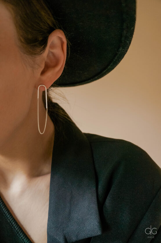Minimal silver long earrings - GG Unique