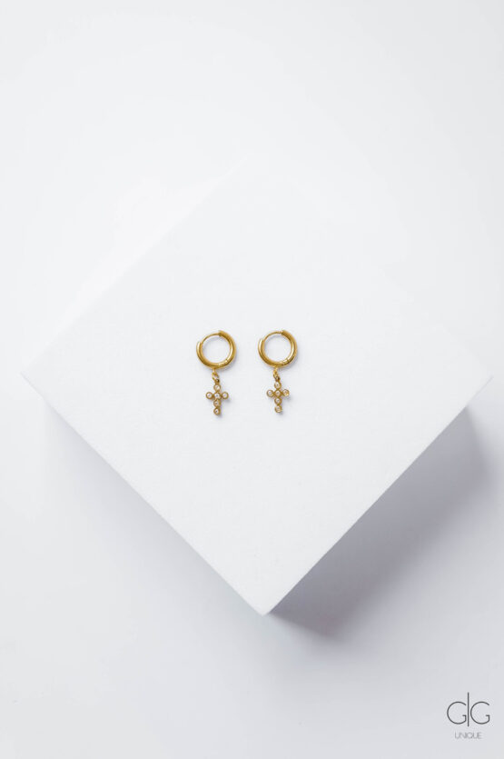 Mini hoop cross earrings - GG Unique