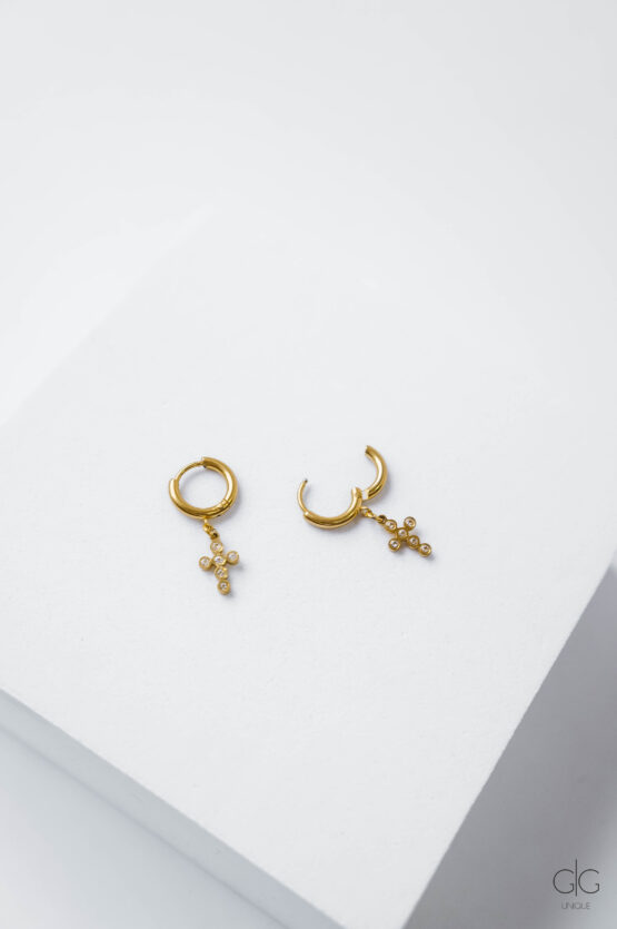 Mini hoop cross earrings - GG Unique