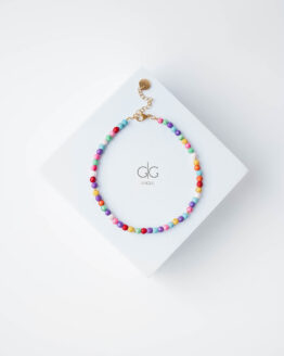 Colorful howlite stone anklet in gold - GG Unique