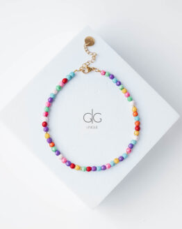 Colorful howlite stone anklet in gold - GG Unique
