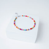 Colorful howlite stone anklet in silver - GG Unique