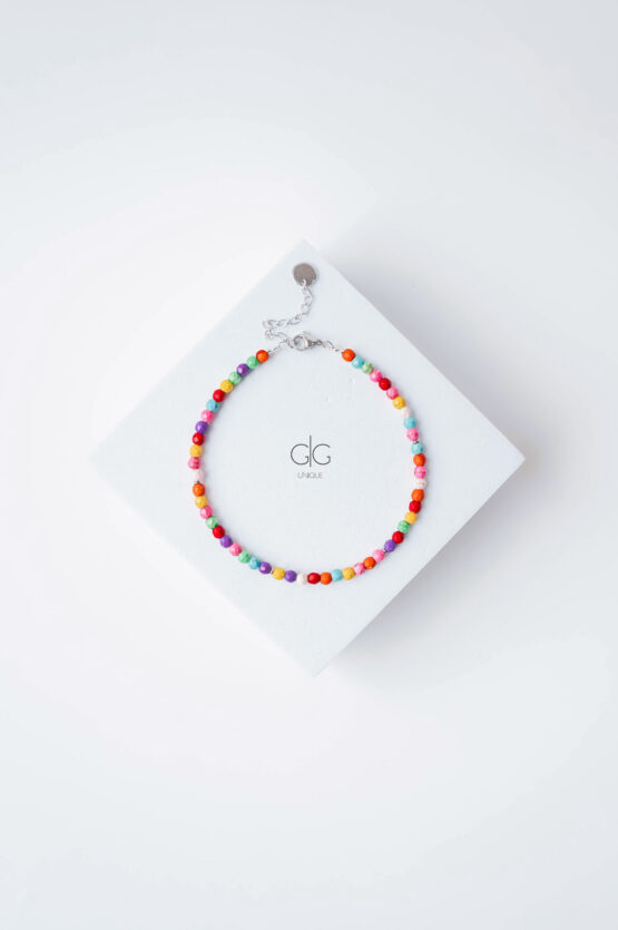 Colorful howlite stone anklet in silver - GG Unique
