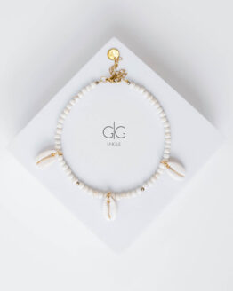 White anklet with seashells - GG Unique