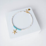 Sea star anklet with blue details in gold - GG Unique
