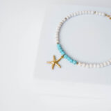 Sea star anklet with blue details in gold - GG Unique