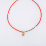 Orange crystals daisy necklace - GG Unique