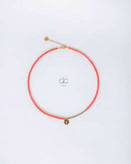 Orange crystals daisy necklace - GG Unique