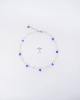 Blue flowers crystal necklace - GG Unique