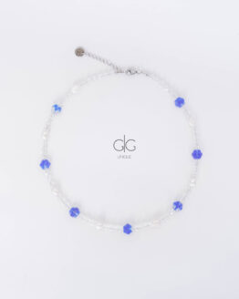 Blue flowers crystal necklace - GG Unique