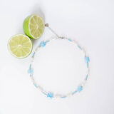 Pearl and blue flowers necklace - GG Unique