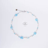 Pearl and blue flowers necklace - GG Unique