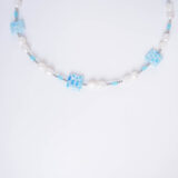 Pearl and blue flowers necklace - GG Unique