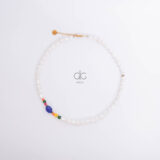 Pearl necklace with colorful crystals - GG Unique